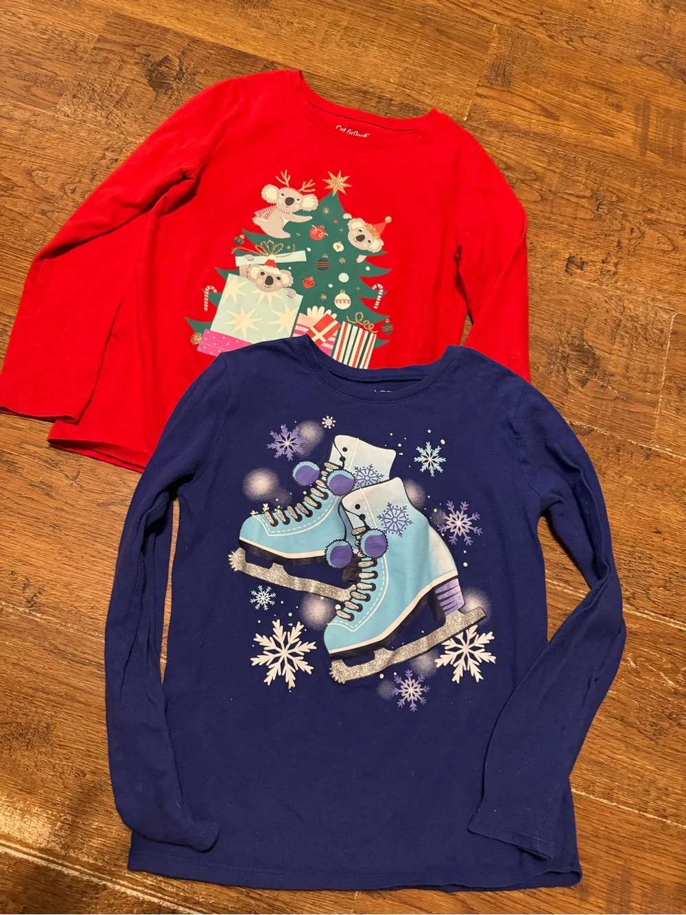 The children’s place girls long sleeve tees 7/8 NEW koala Christmas & ice skates